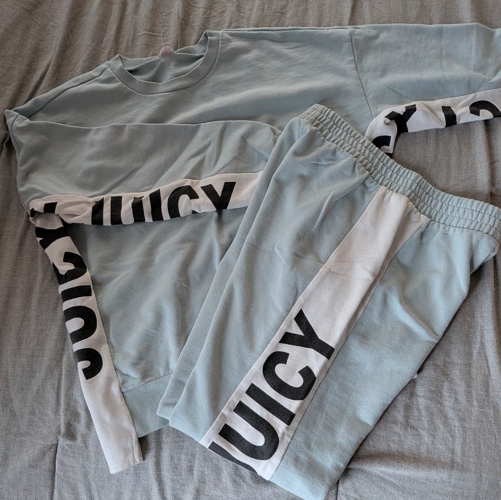 Juicy Couture Sweat Set Baby‎ Blue, White And Black
